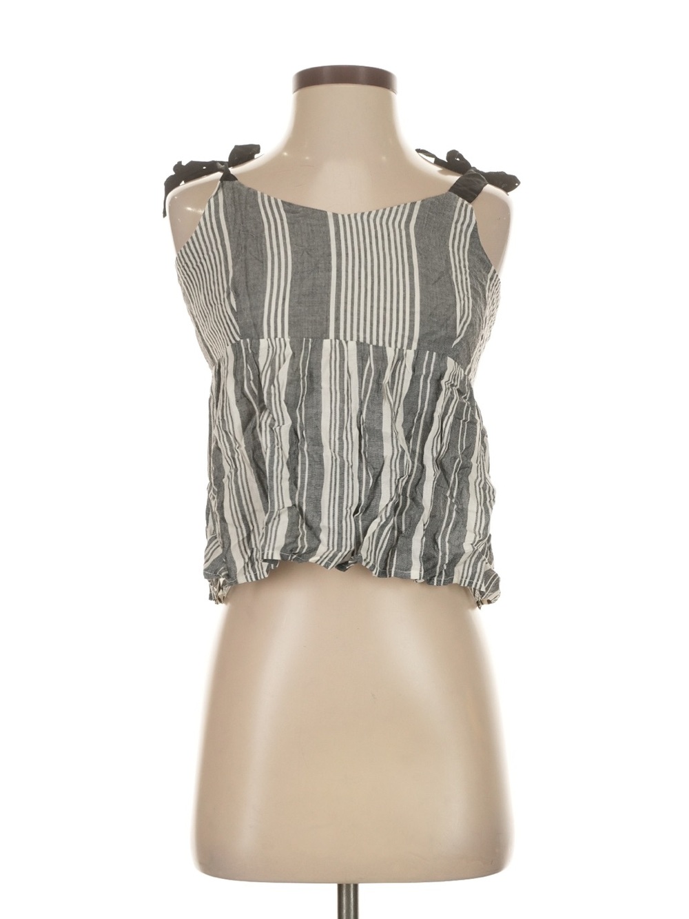 Design History Striped Gray Tank Top with Tie Straps